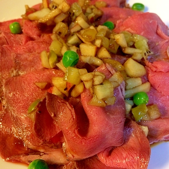 ローストビーフのフルーツバルサミコソース レシピ 作り方 By ゴールデンアルジータ 楽天レシピ